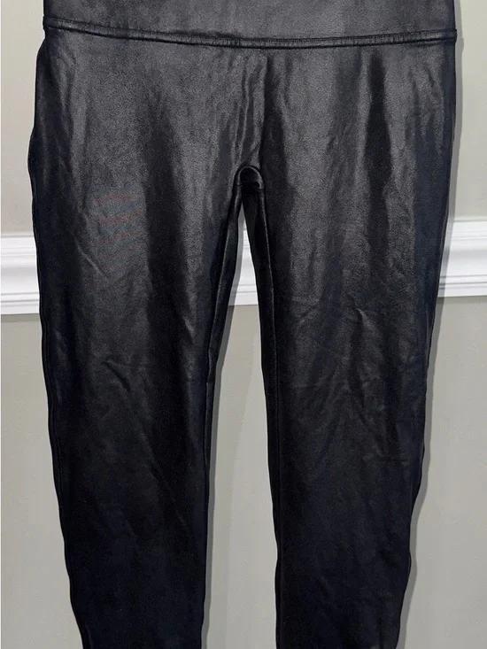 SPANX Black Casual  Faux-Leather High-Rise Leggings XL 173 - Picture 2 of 5